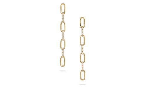Yellow and diamond chain earrings in the drop style by Doves by Doron Paloma