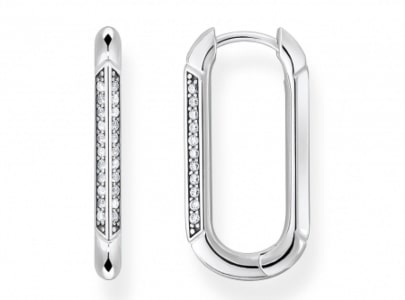 A pair of oval-shaped hoops from Thomas Sabo with diamond accents