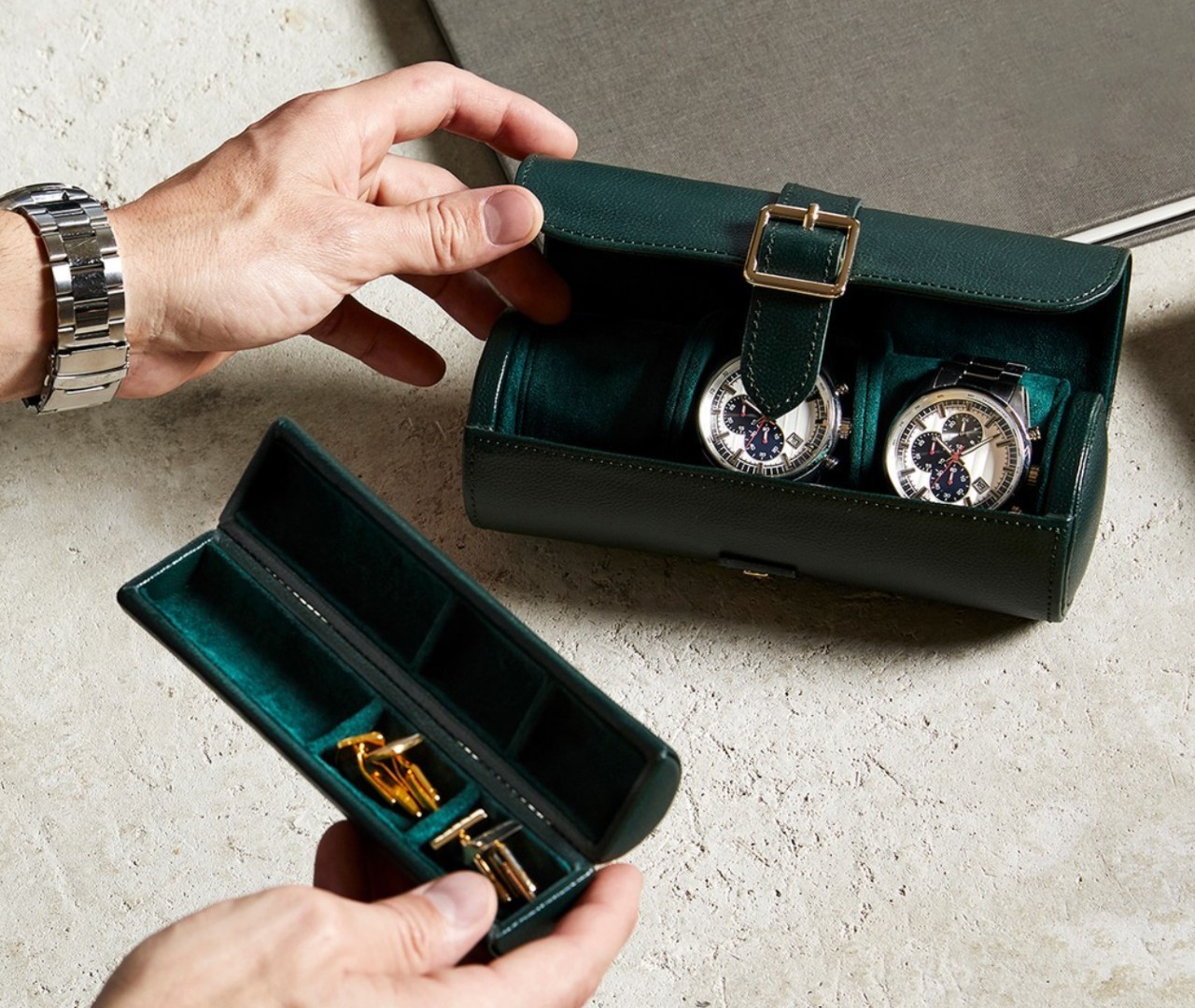 A portable watch case from WOLF for your luxury timepieces. 