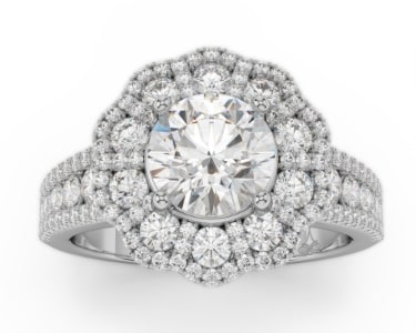 An Art Deco-inspired halo engagement ring from Amden Jewelry.
