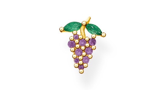 a single yellow gold earring by Thomas Sabo featuring a grape motif