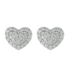 Miss Mimi Heart Silver Stud Earrings 13-021873-01