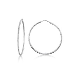 Miss Mimi Silver Diamond Cut Hoop Earrings 45mm 13-092447-01
