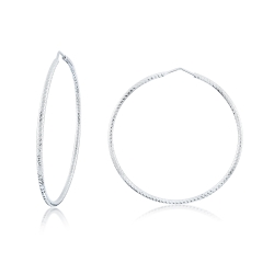Miss Mimi Silver Diamond Cut Hoop Earrings 55mm 13-092448-01