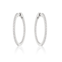 Miss Mimi CZ 35mm Silver Hoop Earrings 13-142496-11