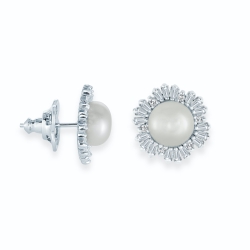 Miss Mimi Snowflake Fresh Water Pearl Stud Earrings 13-202942-01