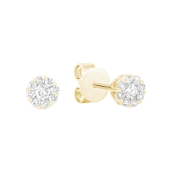 RNB Diamond Flower Cluster Stud Earrings 13-04FL25Y