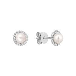 RNB Diamond & Pearl Stud Earrings 13-04PL10