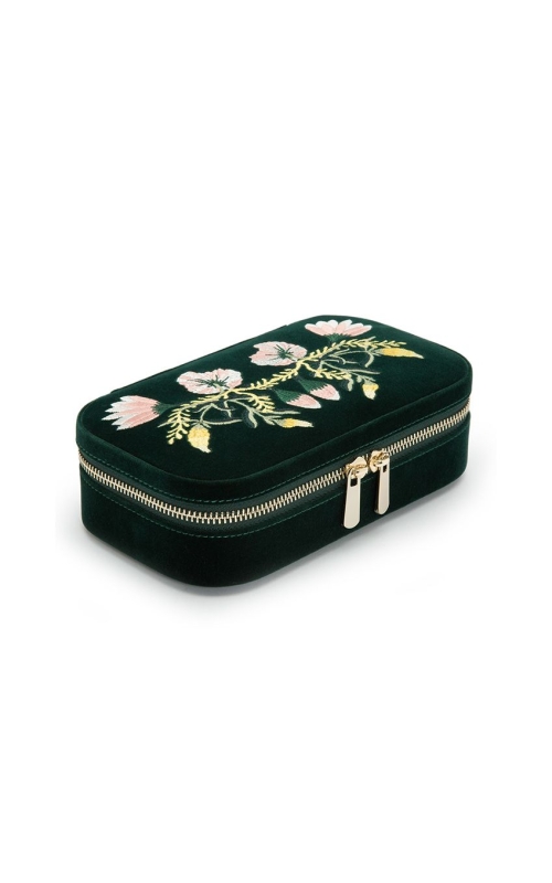 Wolf Jewellery Case Zoe Travel Zip Green 393312